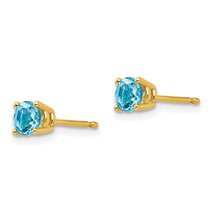 14k Yellow Gold Blue Topaz Earring