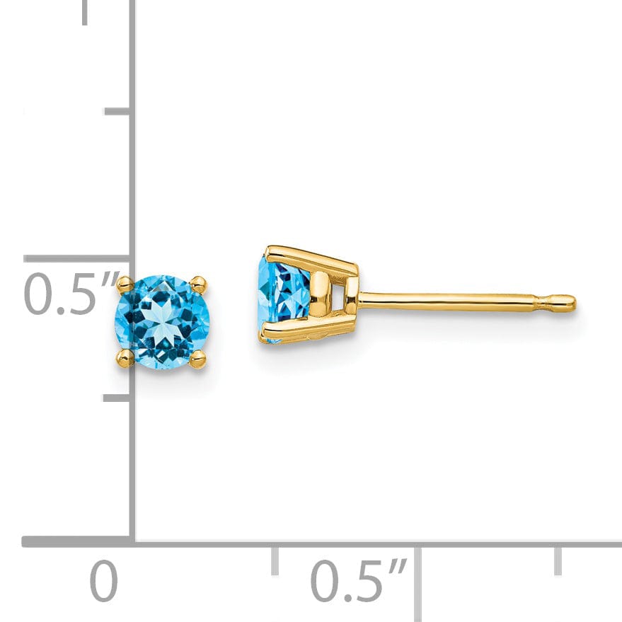 14k Yellow Gold Blue Topaz Earring