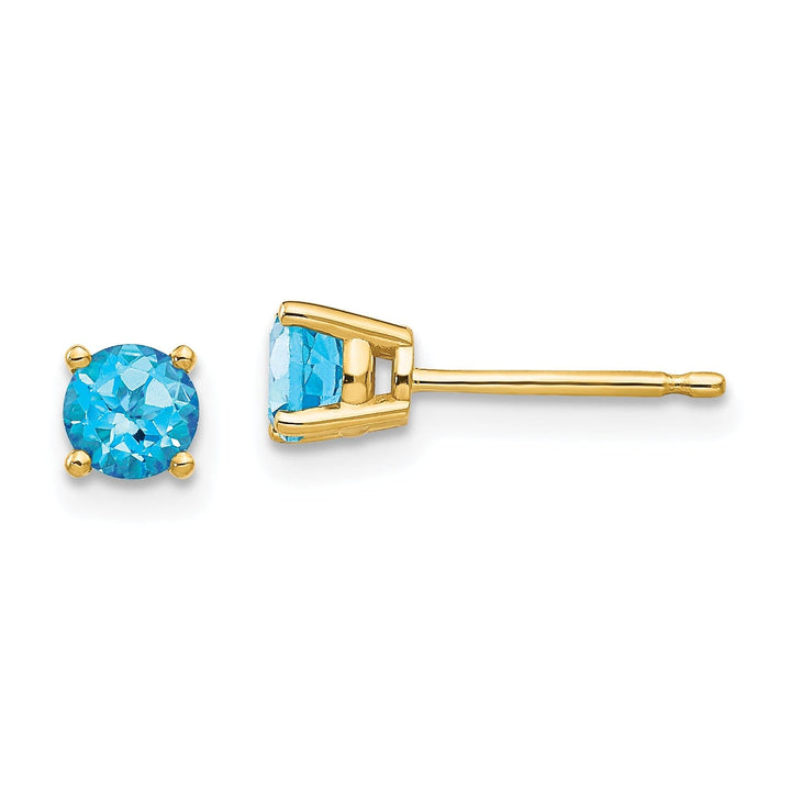 14k Yellow Gold Blue Topaz Earring