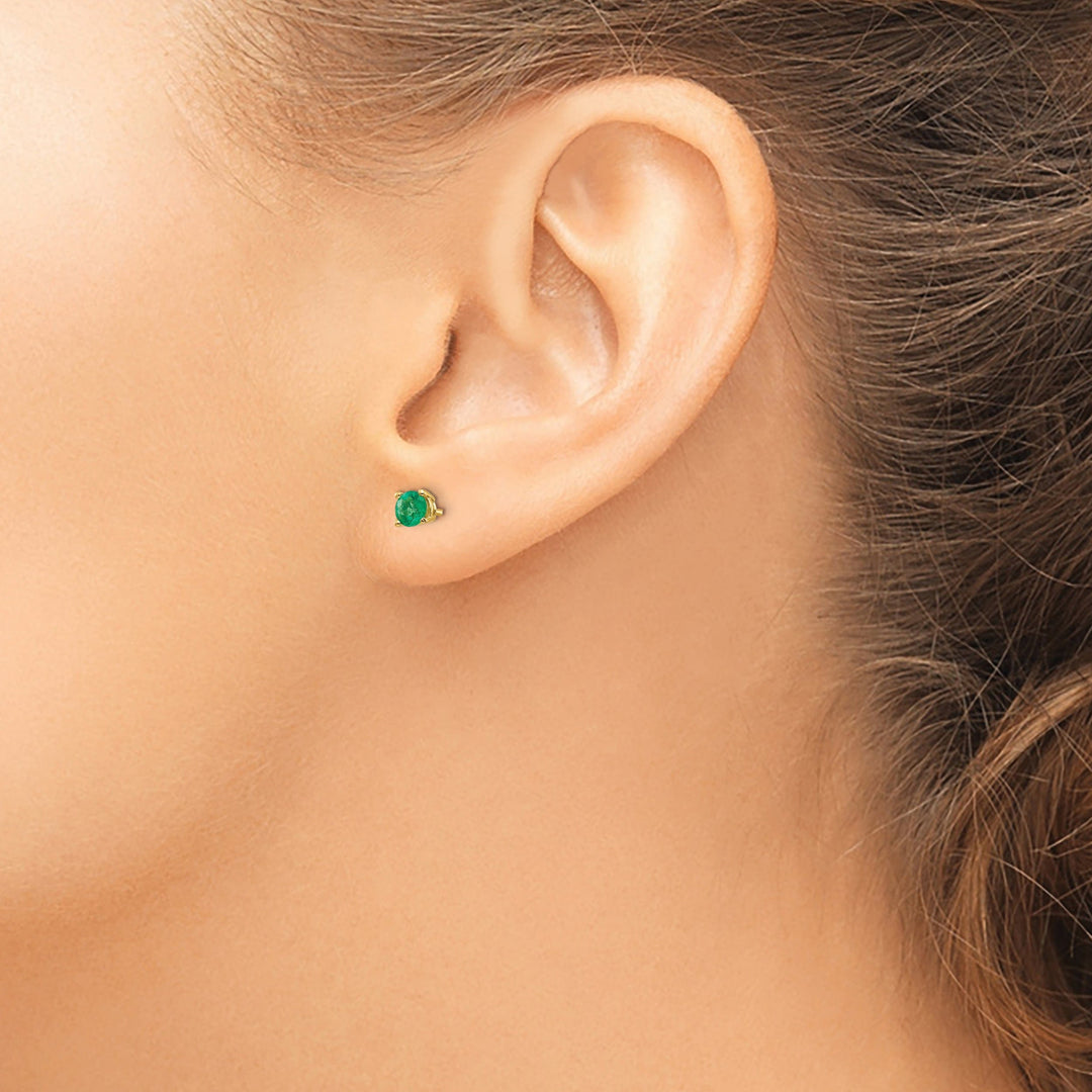 14k Yellow Gold Emerald Earrings