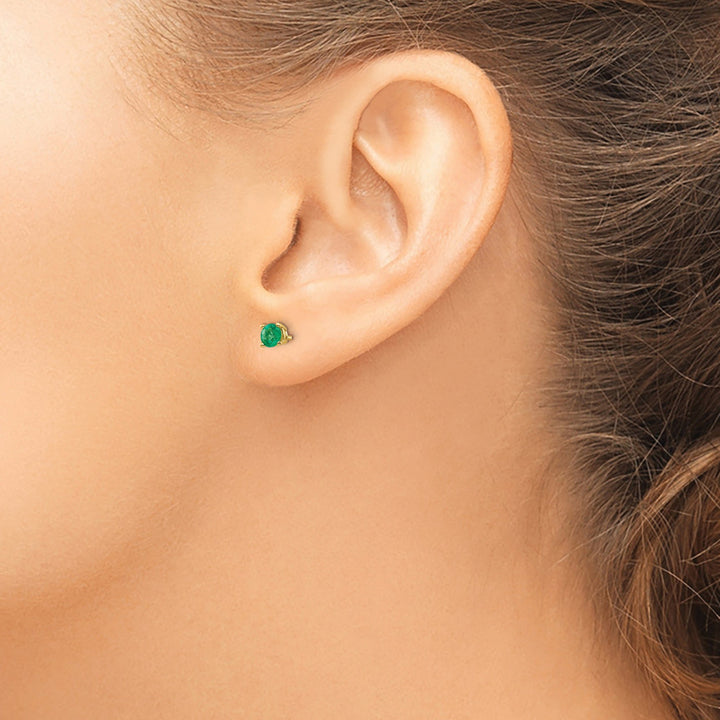 14k Yellow Gold Emerald Earrings