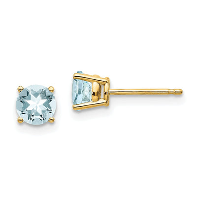 14k Yellow Gold Polished Aquamarine Earrings at $ 162.27 only from Jewelryshopping.com