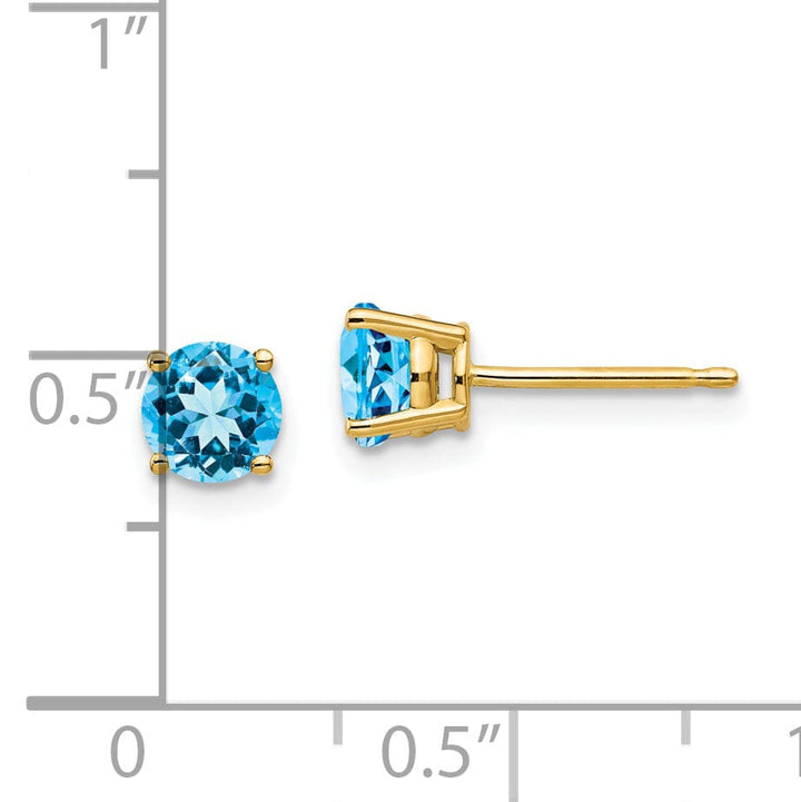 14k Yellow Gold Blue Topaz Earring