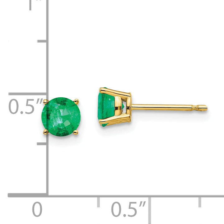 14k Yellow Gold Polished Emerald Earrings