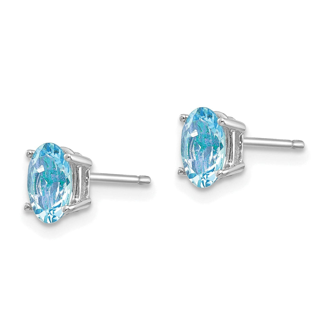 14k White Gold Oval Aquamarine Earrings