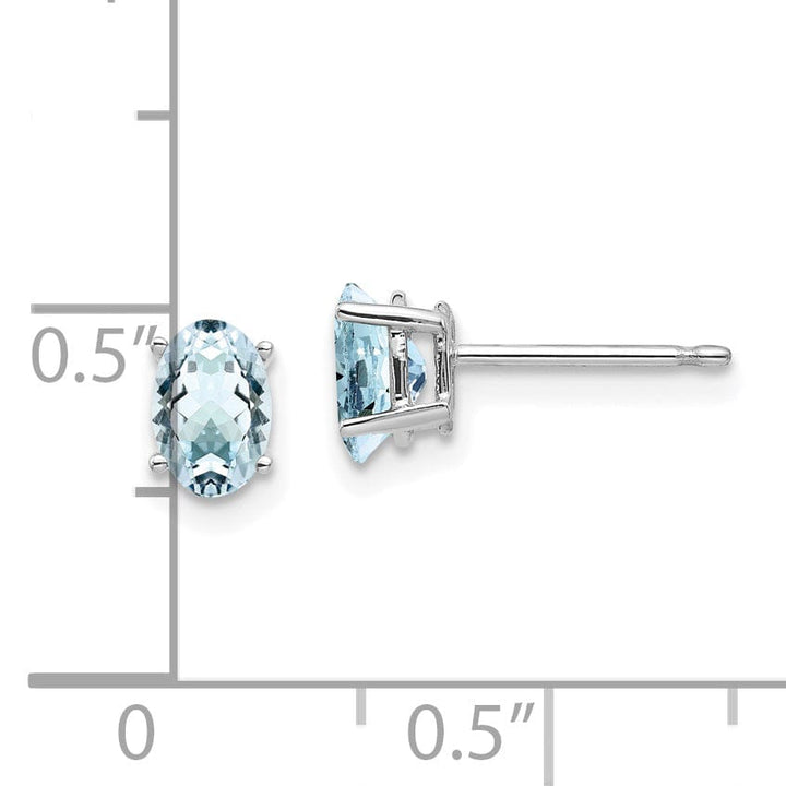 14k White Gold Oval Aquamarine Earrings