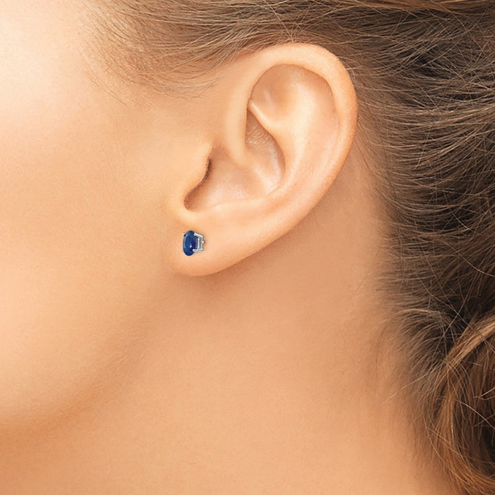 14k White Gold Oval Sapphire Earrings