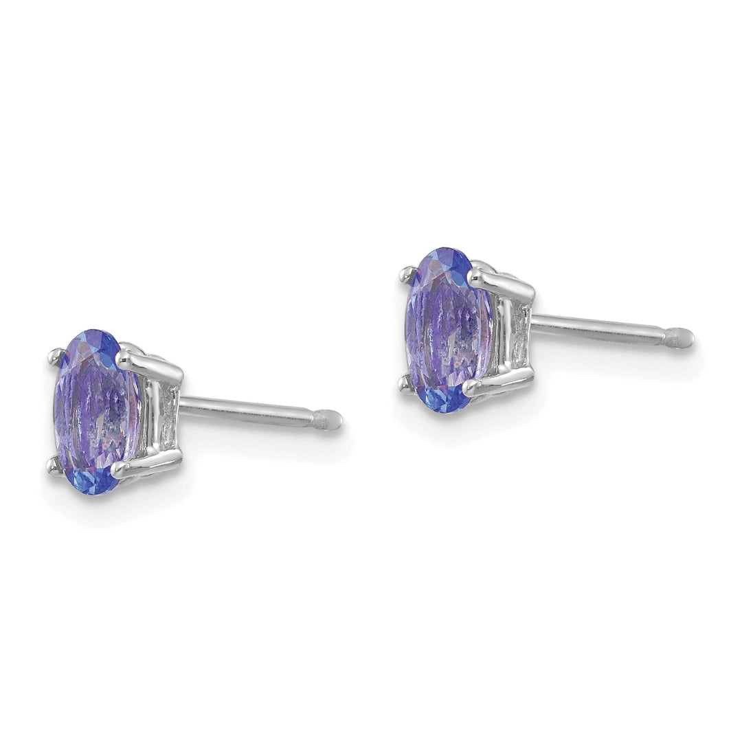 14k White Gold Oval Tanzanite Earrings