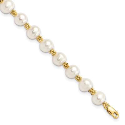 14k Yellow Gold Yellow Gold Pearl Bracelet at $ 234.91 only from Jewelryshopping.com