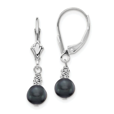 14k White Gold Grey Pearl Leverback Earrings at $ 132.94 only from Jewelryshopping.com