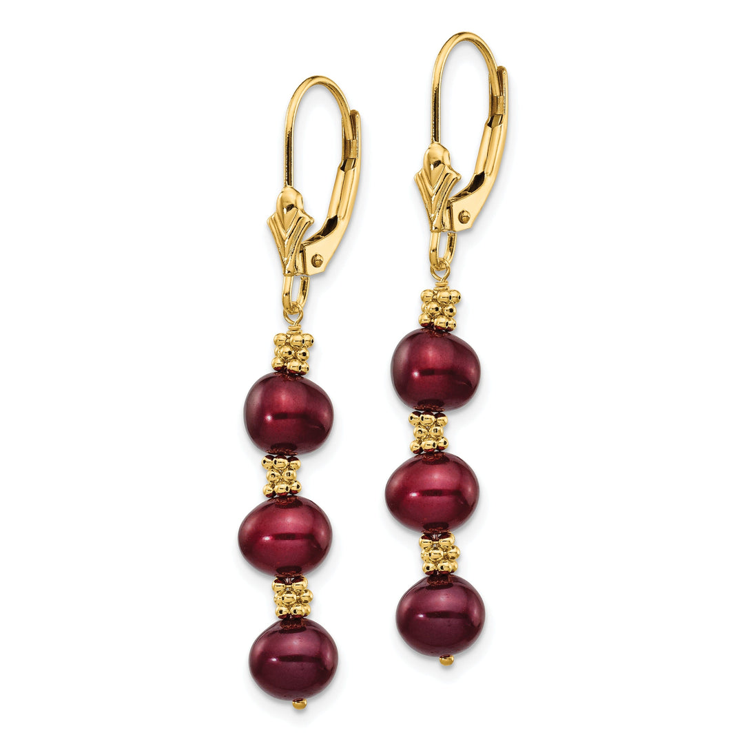 14k Yellow Gold Chocolate Pearl Bead Earrings