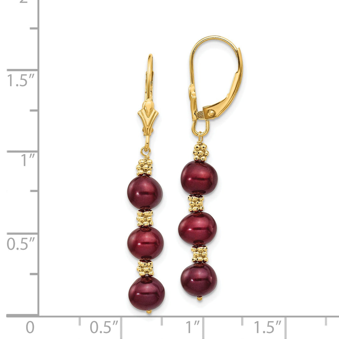 14k Yellow Gold Chocolate Pearl Bead Earrings