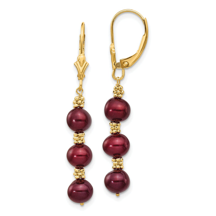 14k Yellow Gold Chocolate Pearl Bead Earrings