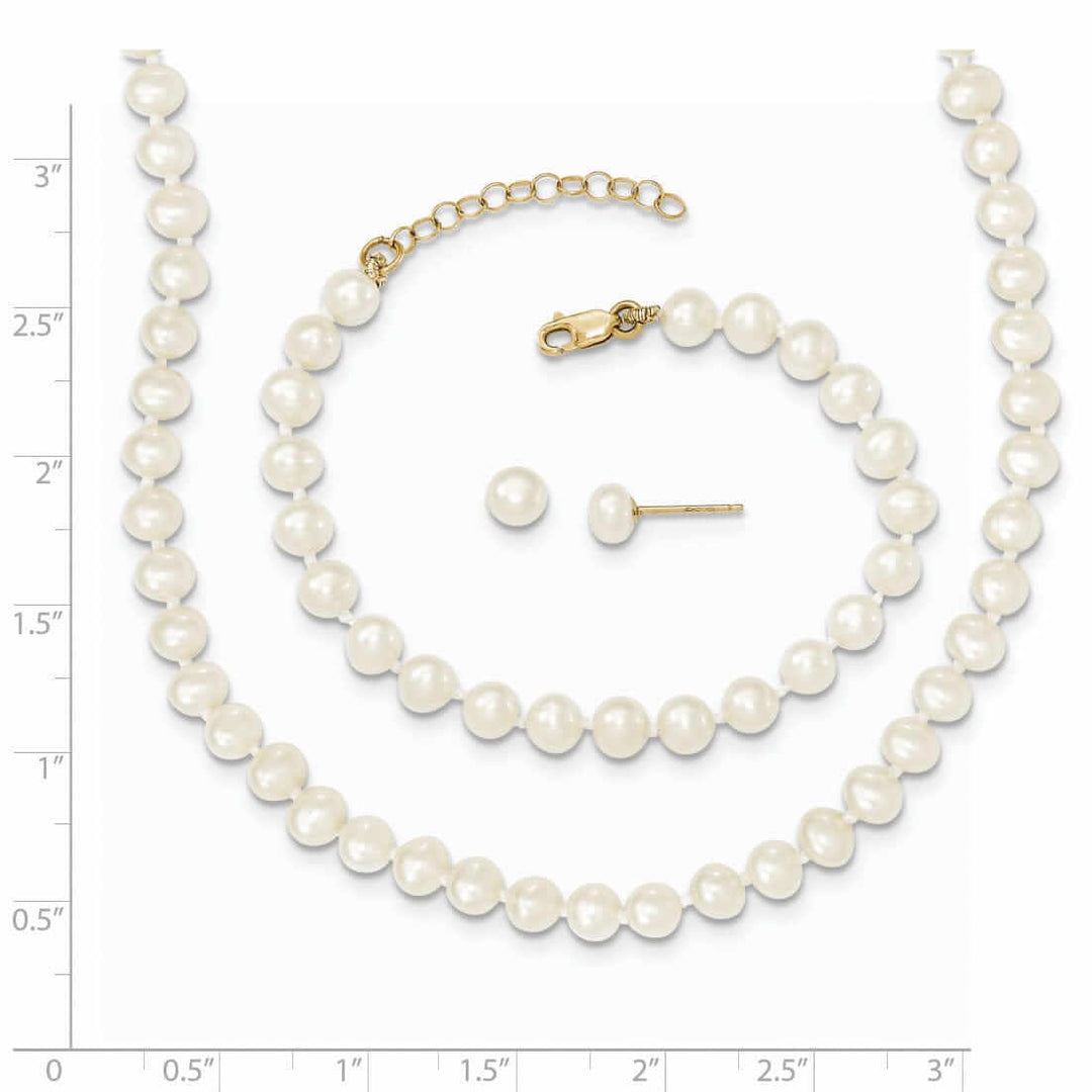 14k Pearl Bracelet Necklace Earrings