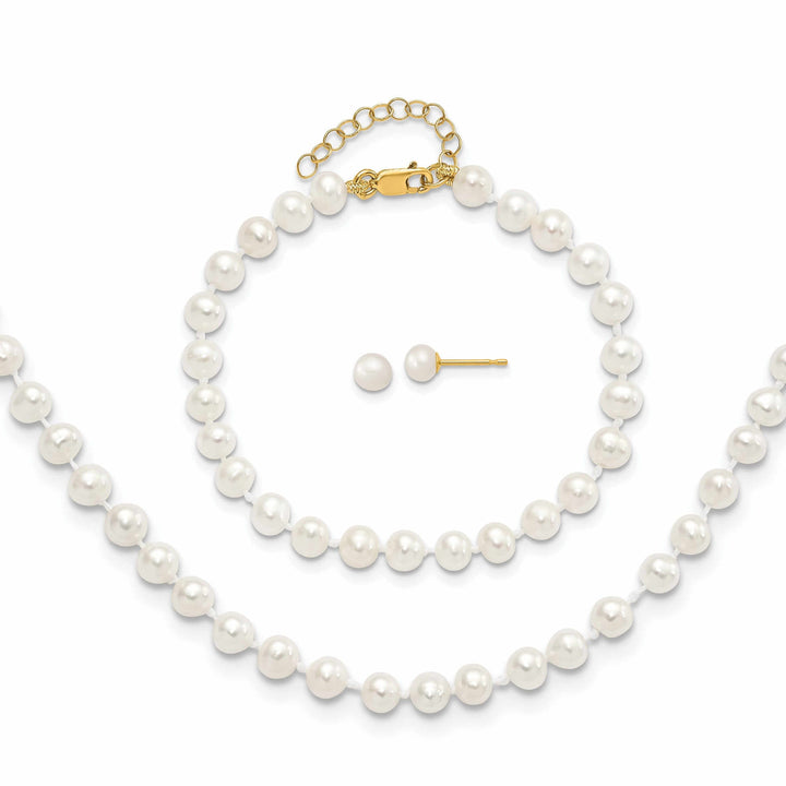 14k Pearl Bracelet Necklace Earrings