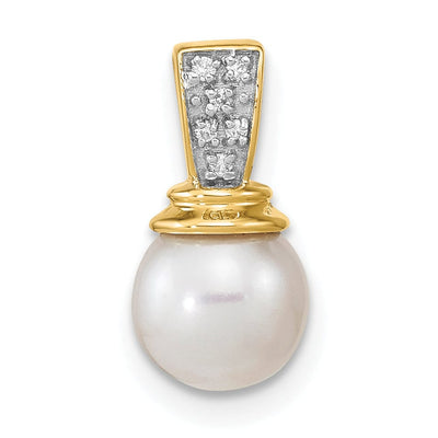 14K Yellow Gold Diamond Pearl Designer Pendant at $ 122.13 only from Jewelryshopping.com