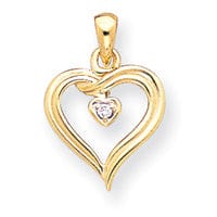 Yellow Gold Polished Diamond Heart Pendant