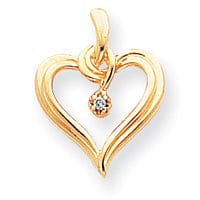 Yellow Gold Polished Diamond Heart Pendant