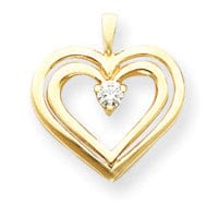 14k Yellow Gold Heart Diamond Pendant
