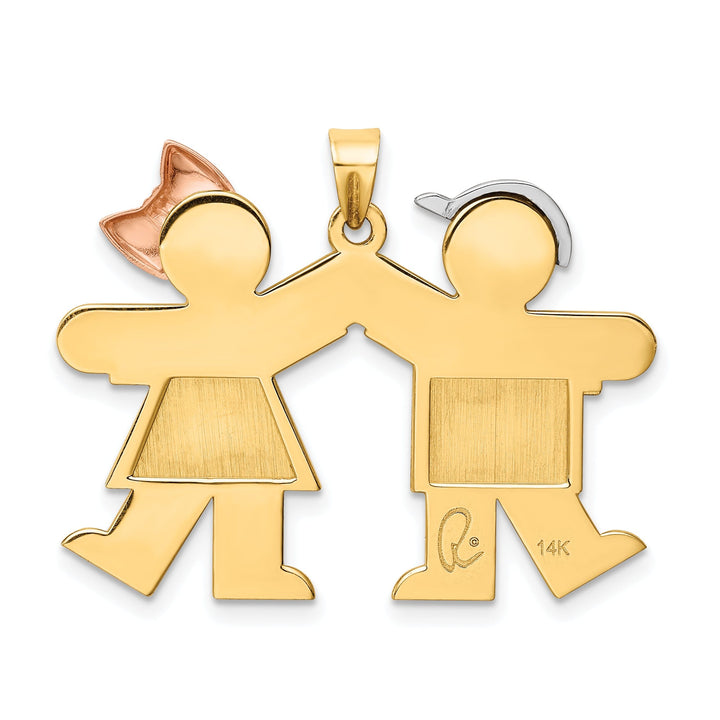 14k Tri-Color Large Boy-Girl Twins Kiss Charm