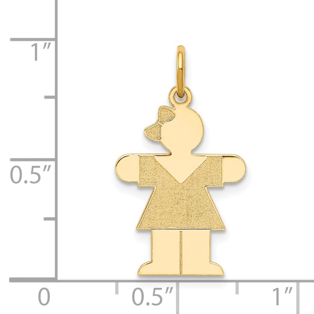 14k Yellow Gold Girl With Bow Hugs Charm