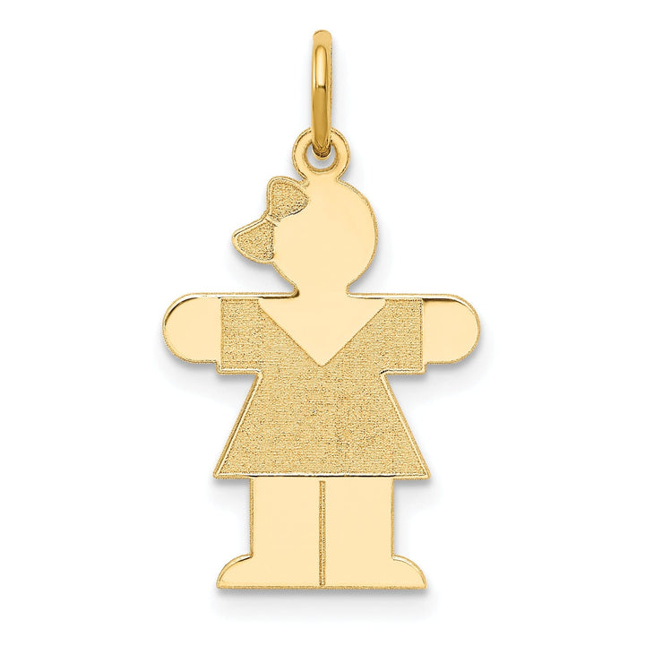 14k Yellow Gold Girl With Bow Hugs Charm