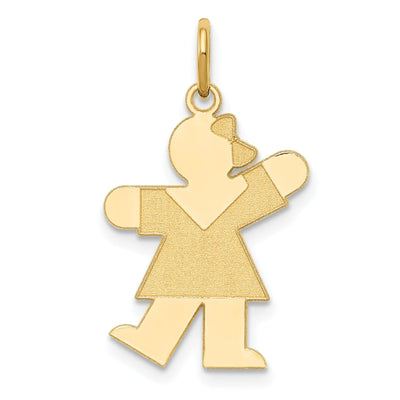 14k Yellow Gold Girl With Bow Kiss Charm