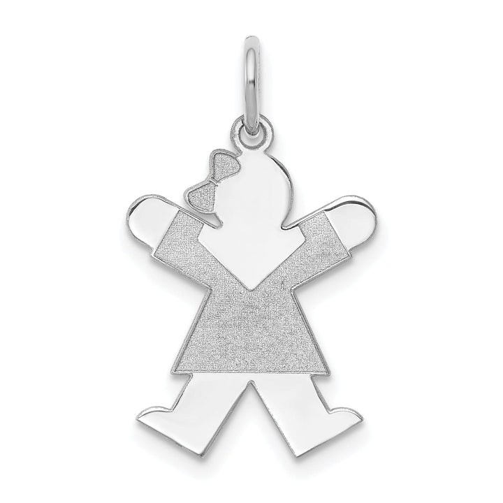 14k White Gold Girl With Bow Joy Charm