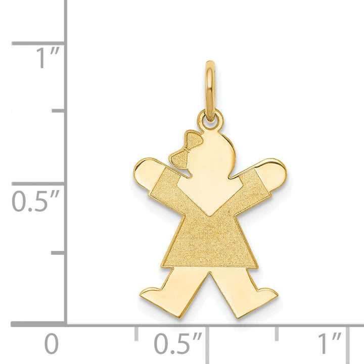 14k Yellow Gold Girl With Bow Joy Charm