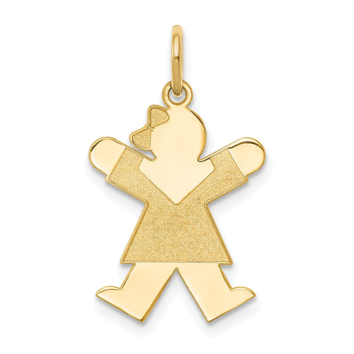 14k Yellow Gold Girl With Bow Joy Charm