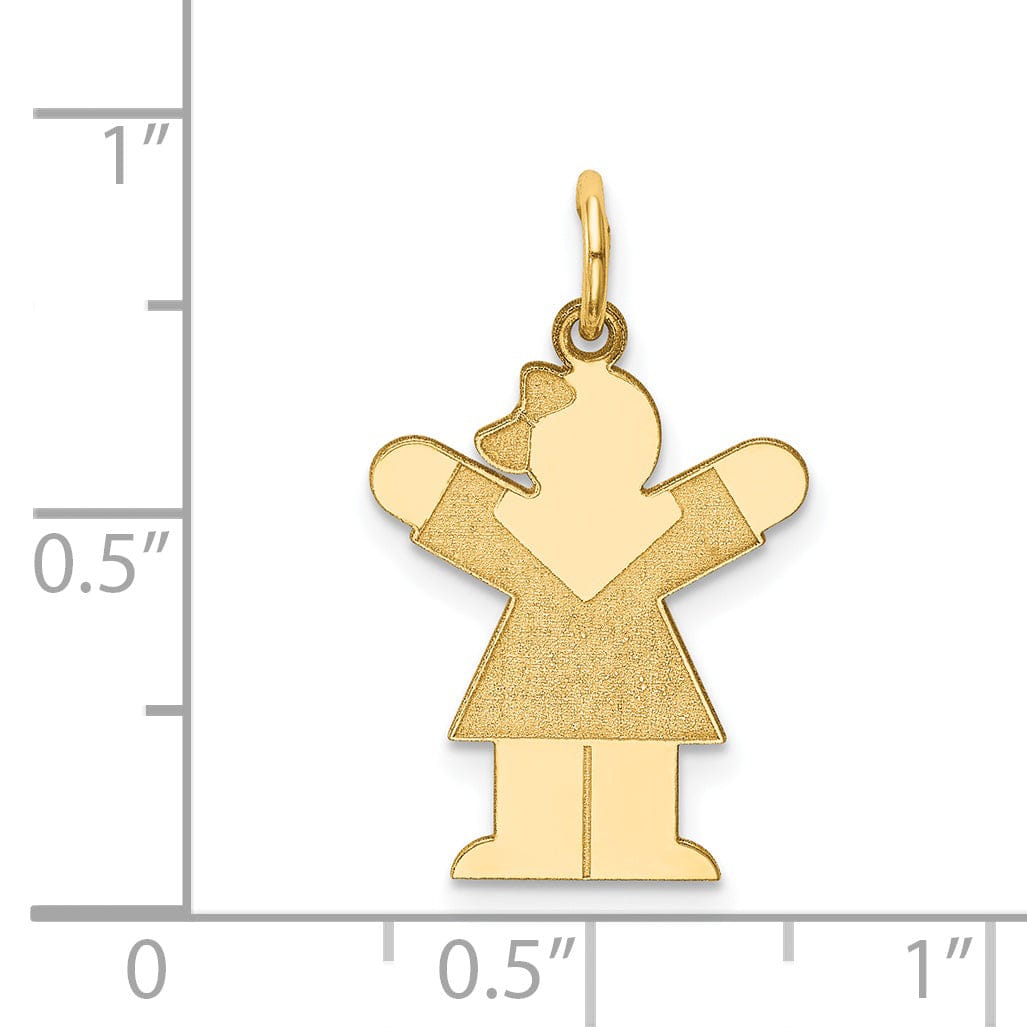 14k Yellow Gold Girl With Bow Love Charm