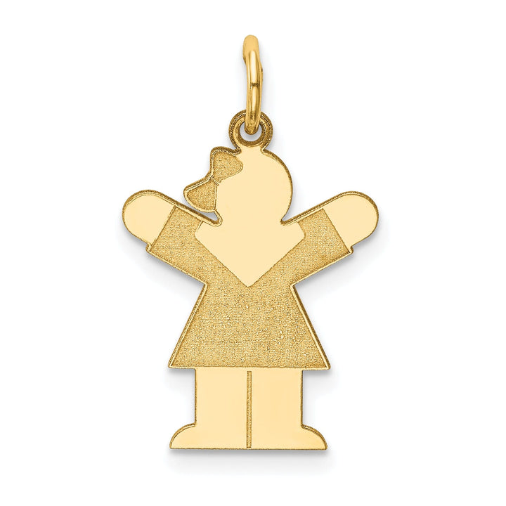 14k Yellow Gold Girl With Bow Love Charm