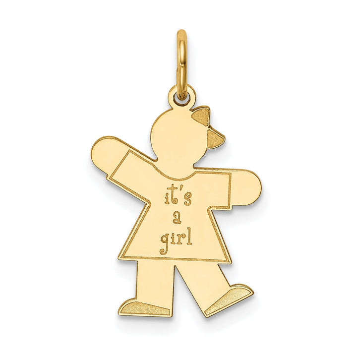 14k Yellow Gold It's a Girl Kiss Charm