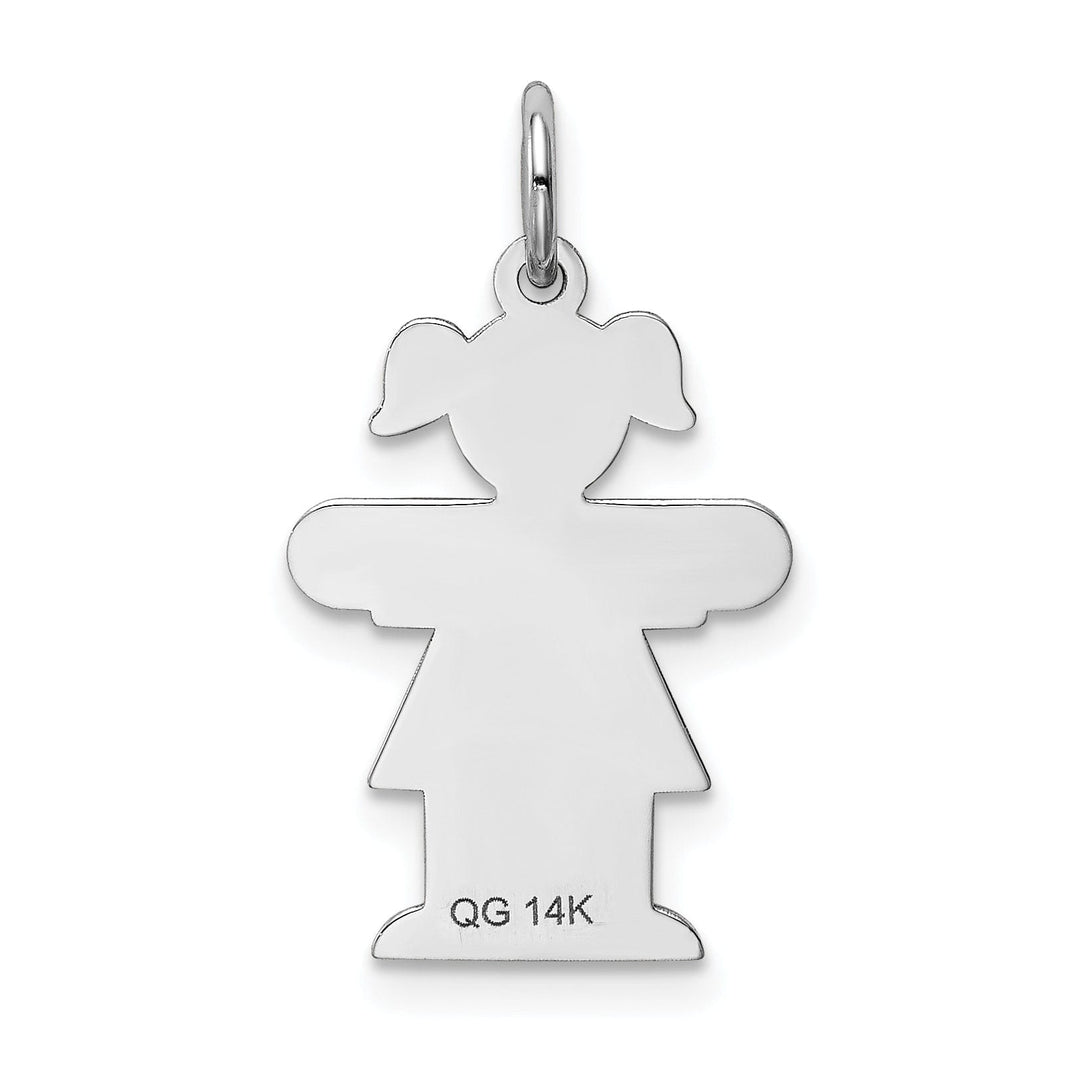 14k White Gold Girl With Pigtails Hugs Charm