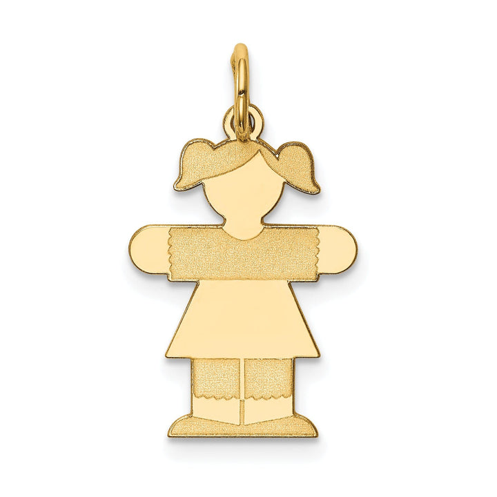 14k Yellow Gold Girl With Pigtails Hugs Charm