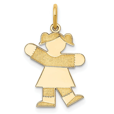 14k Yellow Gold Girl With Pigtails Kiss Charm