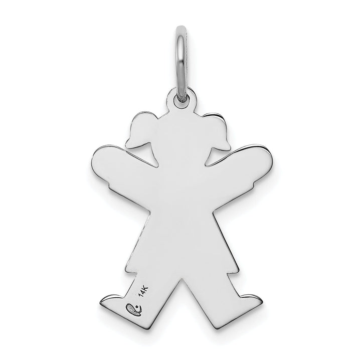 14k White Gold Girl With Pigtails Joy Charm