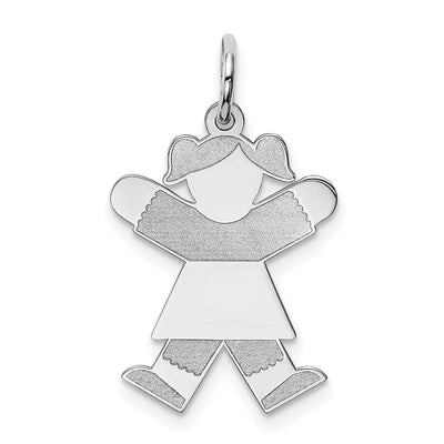 14k White Gold Girl With Pigtails Joy Charm