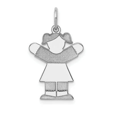 14k White Gold Girl With Pigtails Love Charm