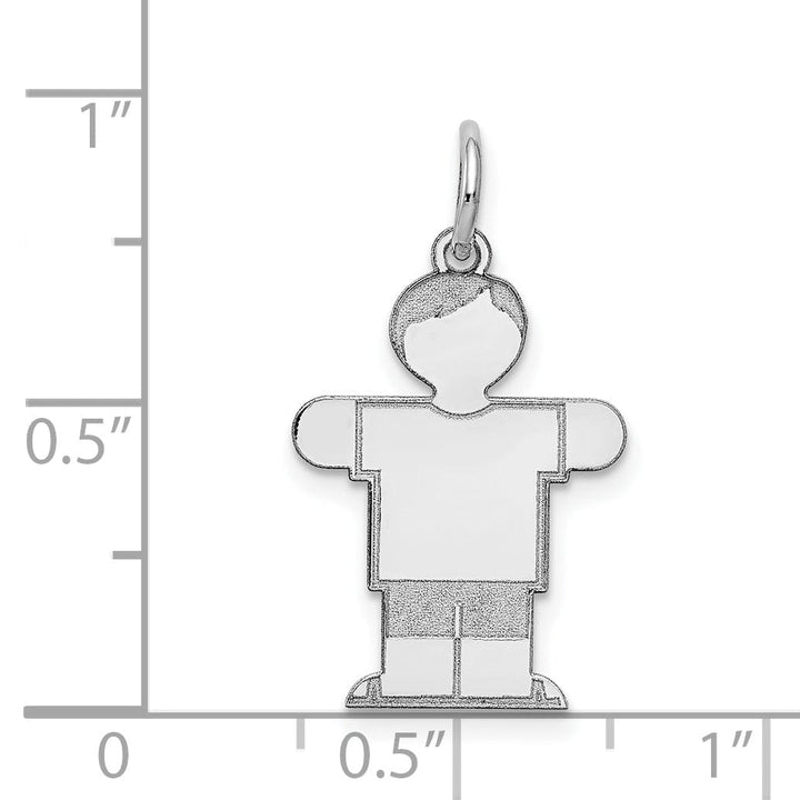 14k White Gold Boy With Haircut Hugs Charm