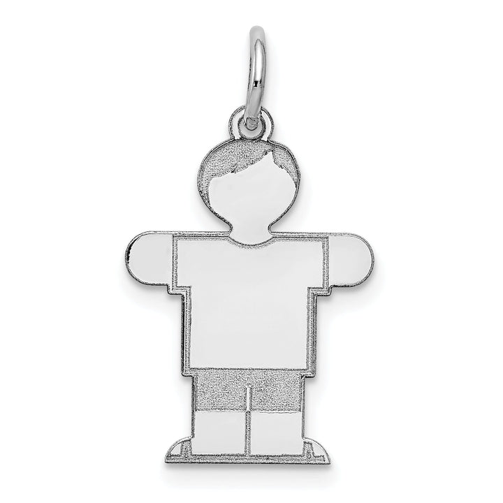 14k White Gold Boy With Haircut Hugs Charm