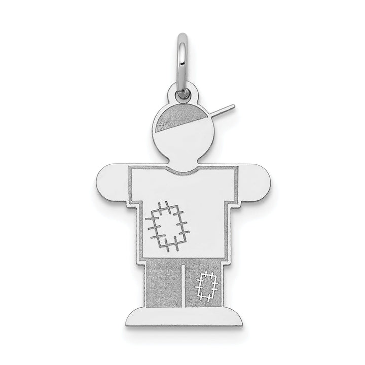 14k White Gold Patchwork Boy Hugs Charm