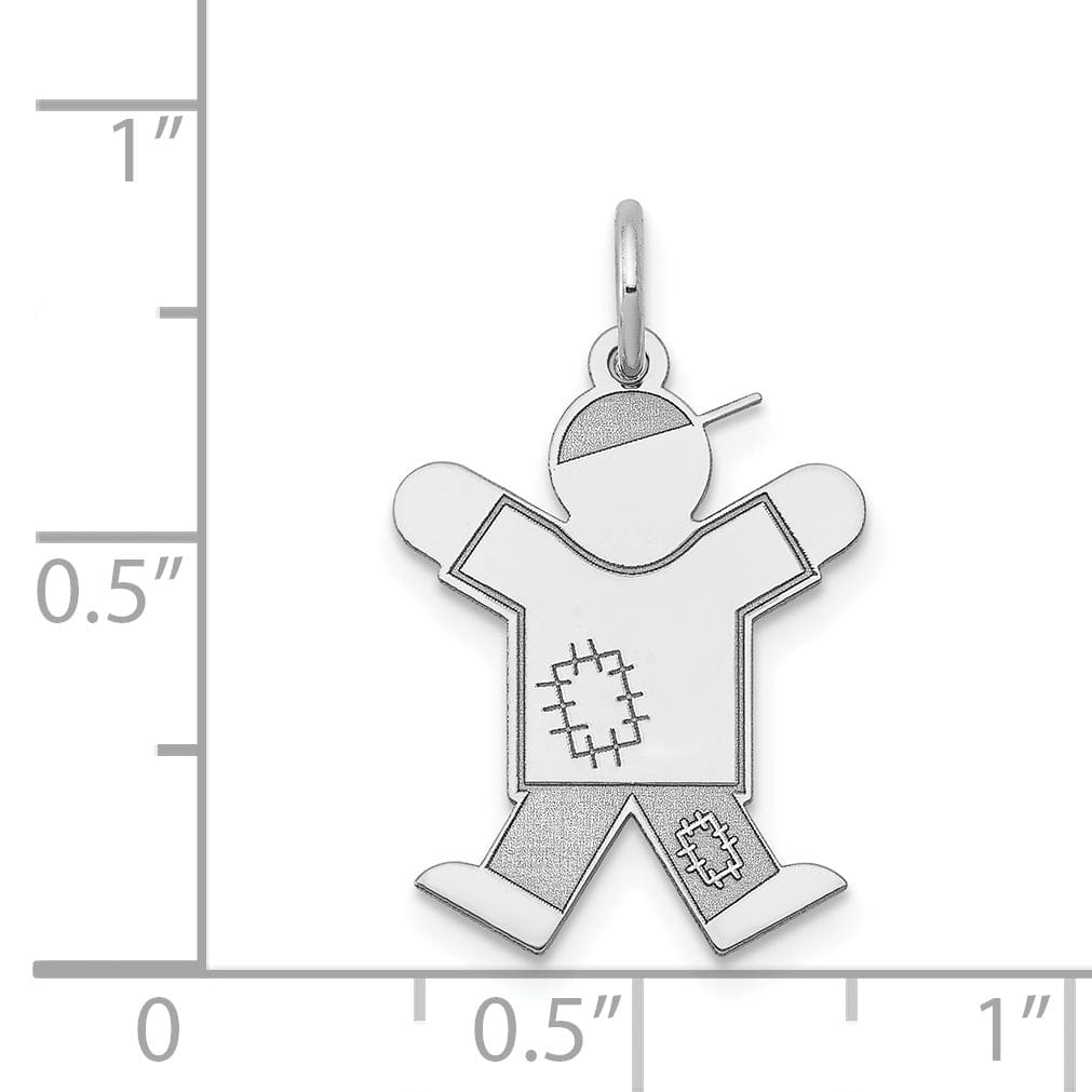 14k White Gold Patchwork Boy Joy Charm