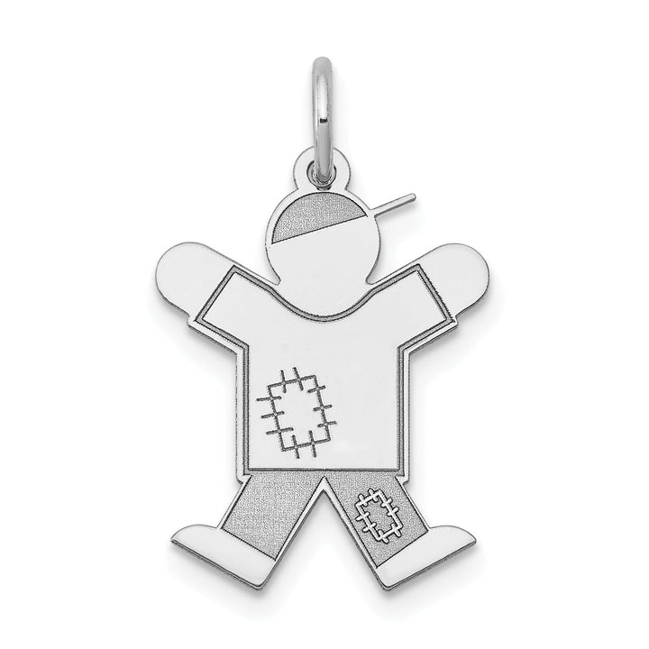 14k White Gold Patchwork Boy Joy Charm