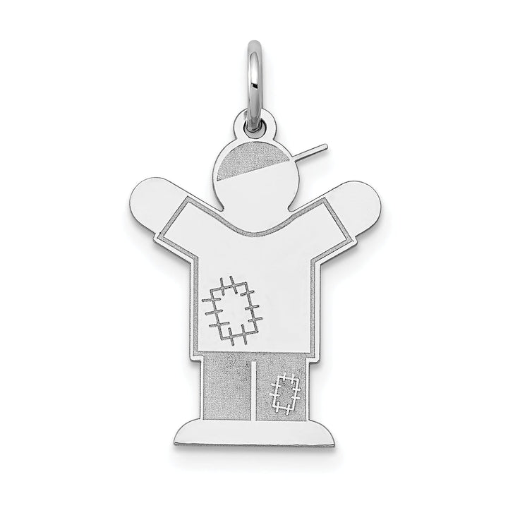 14k White Gold Patchwork Boy Love Charm