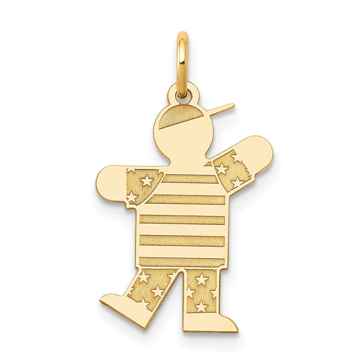 14k Yellow Gold Stars Stripes Boy Kiss Charm