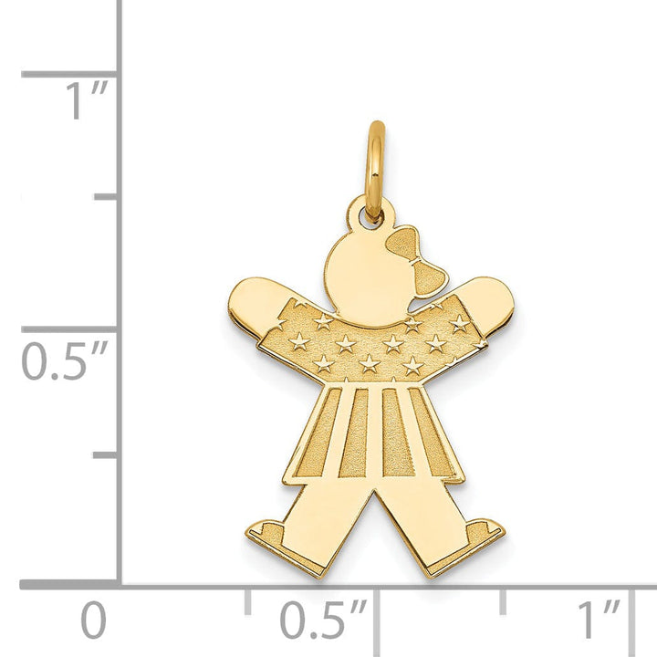 14k Yellow Gold Stars Stripes Girl Joy Charm