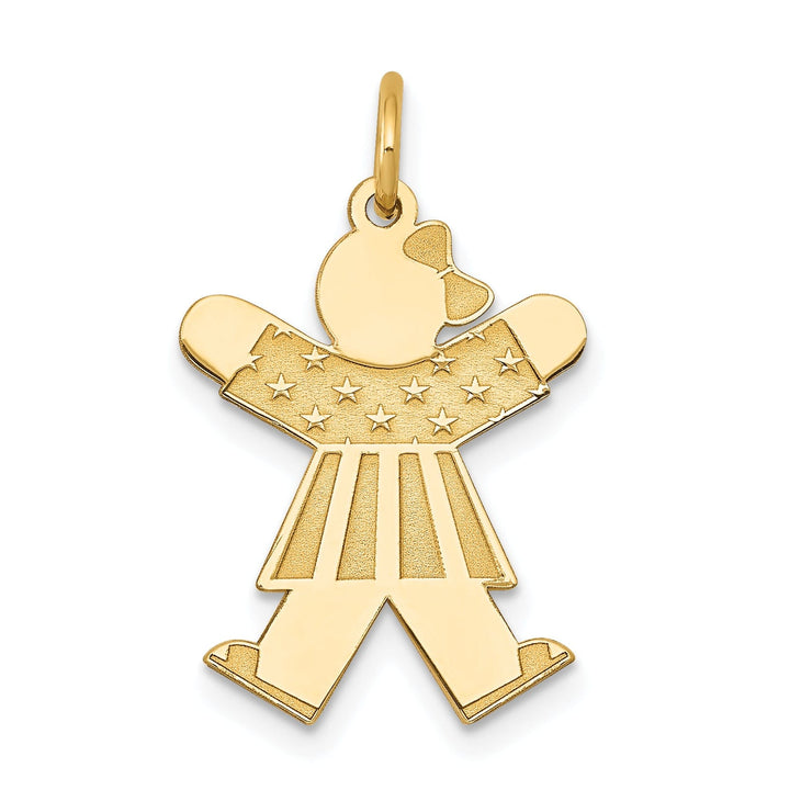 14k Yellow Gold Stars Stripes Girl Joy Charm