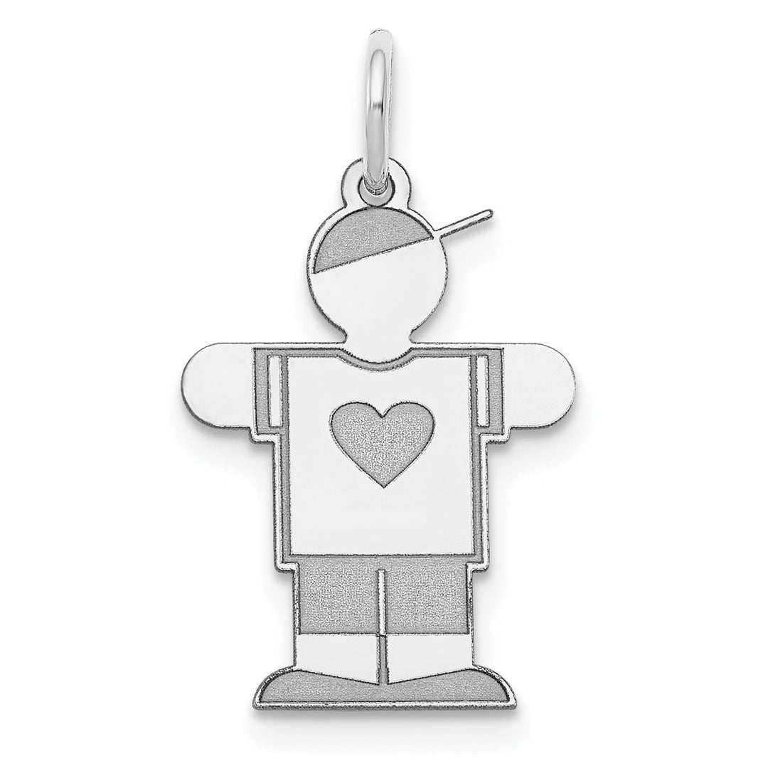 14k White Gold Heart Boy With Hat Hugs Charm