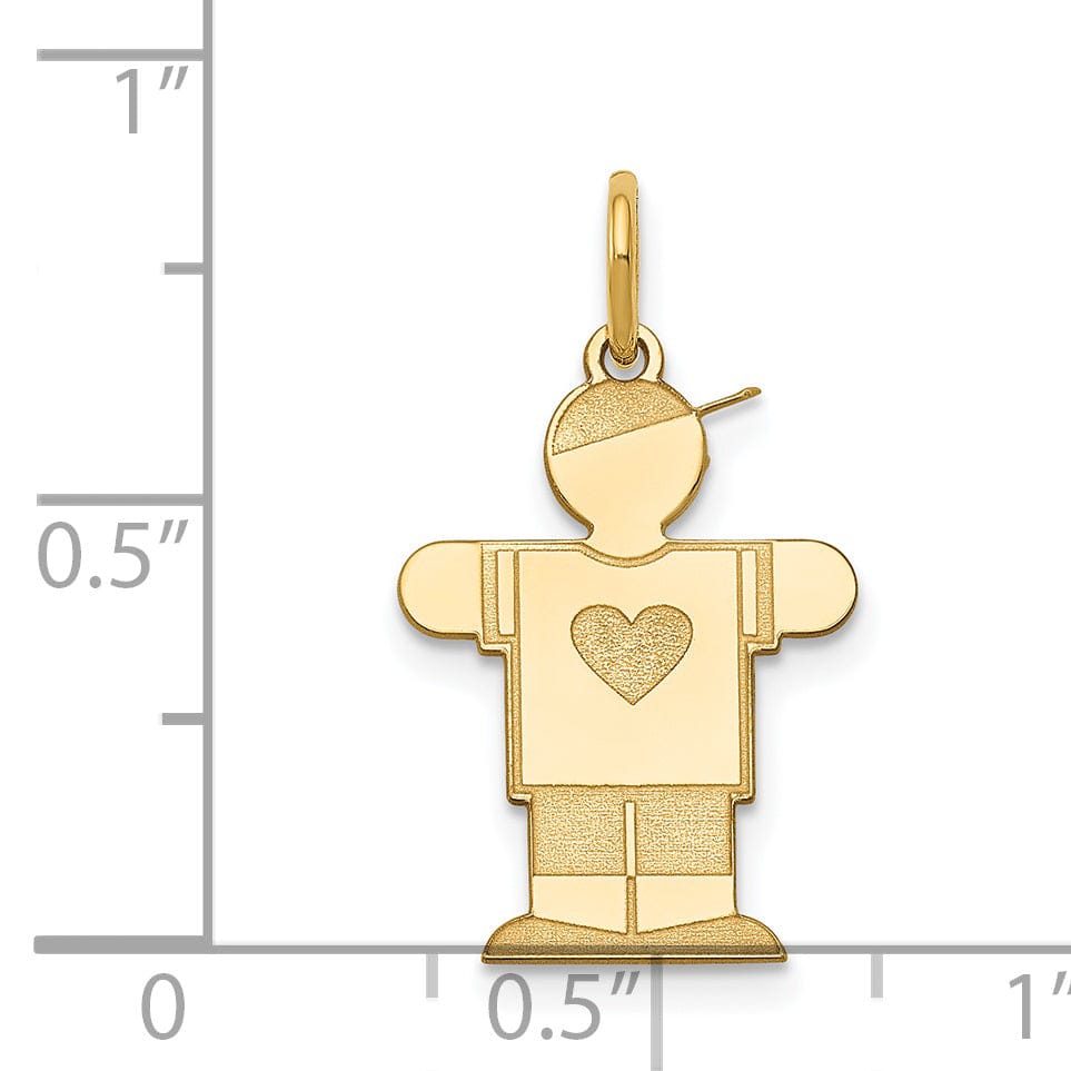 14k Yellow Gold Heart Boy With Hat Hugs Charm